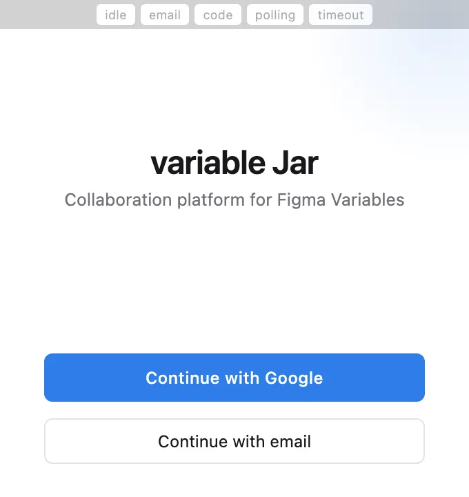 The plugin sign-in panel — Continue with Google or Continue with email