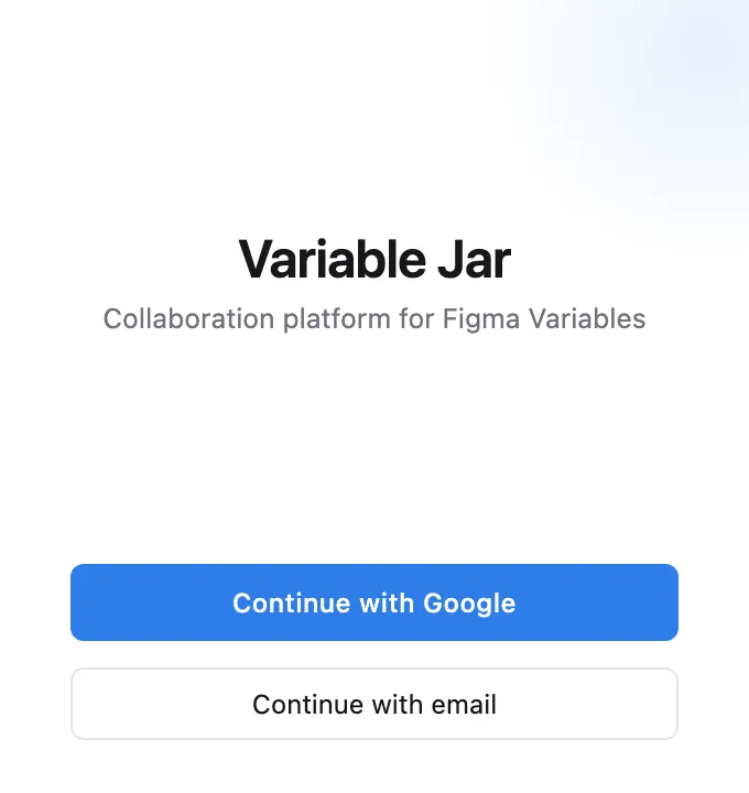 The plugin sign-in panel — Continue with Google or Continue with email